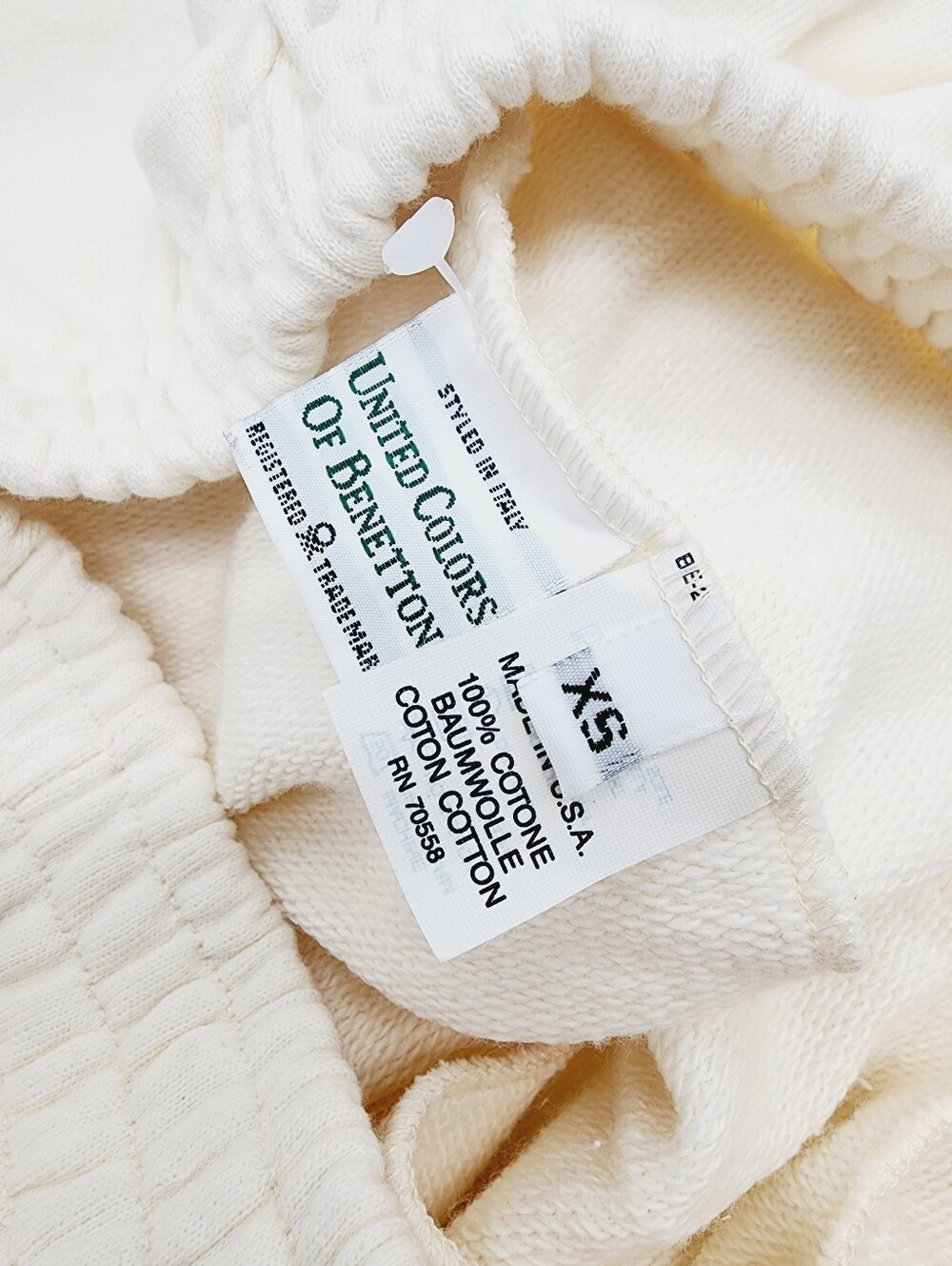 United Colors of Benetton Off White Cotton Sweatpants Italy Size XS NEW - Picture 4 of 15